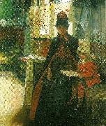 Carl Larsson i valand. interior med karin ochsuzanne Germany oil painting artist